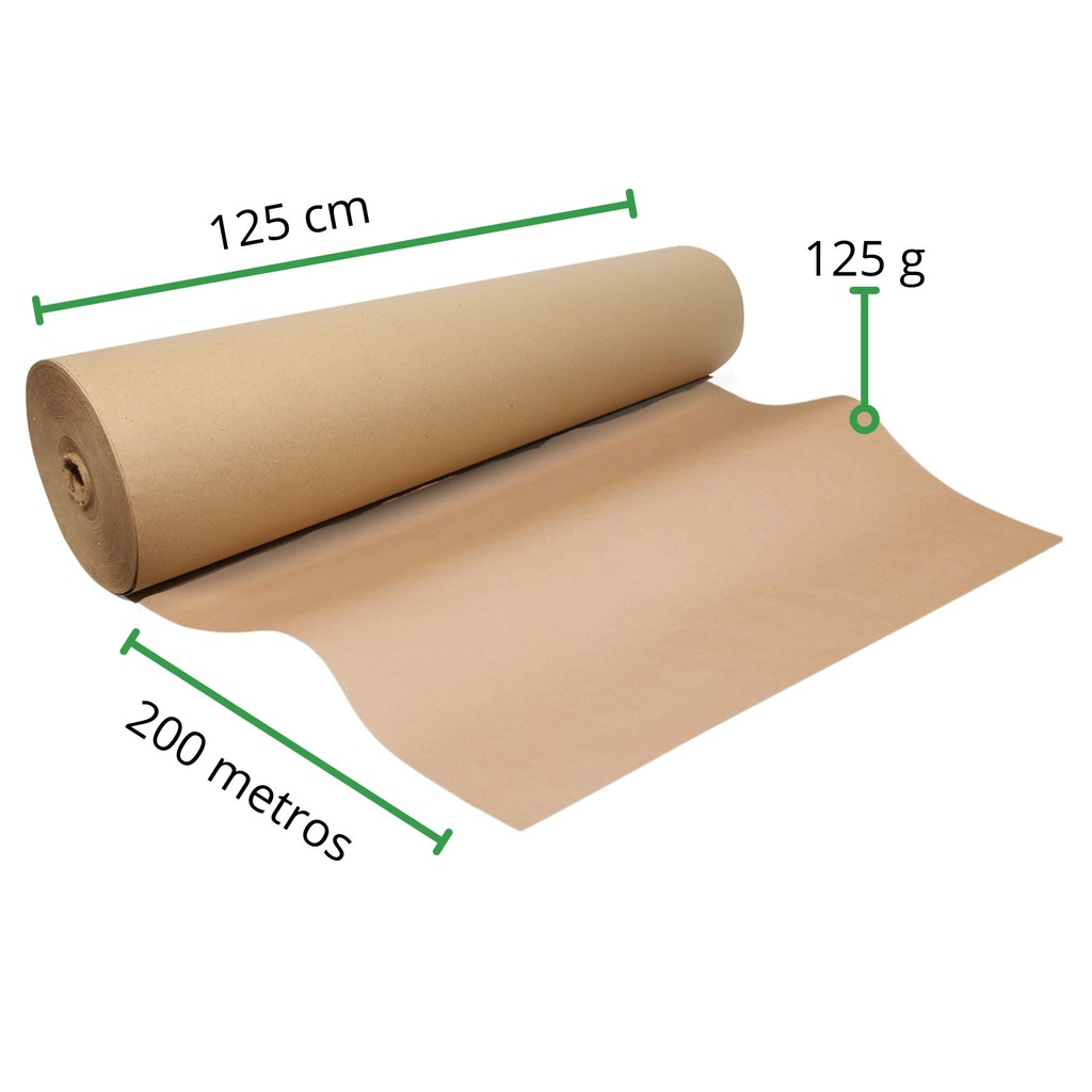[PK125X125x30R] Papel Kraft rollo 125 cm de ancho x 200 metros de largo x Cal 125 g - Peso 30 Kg